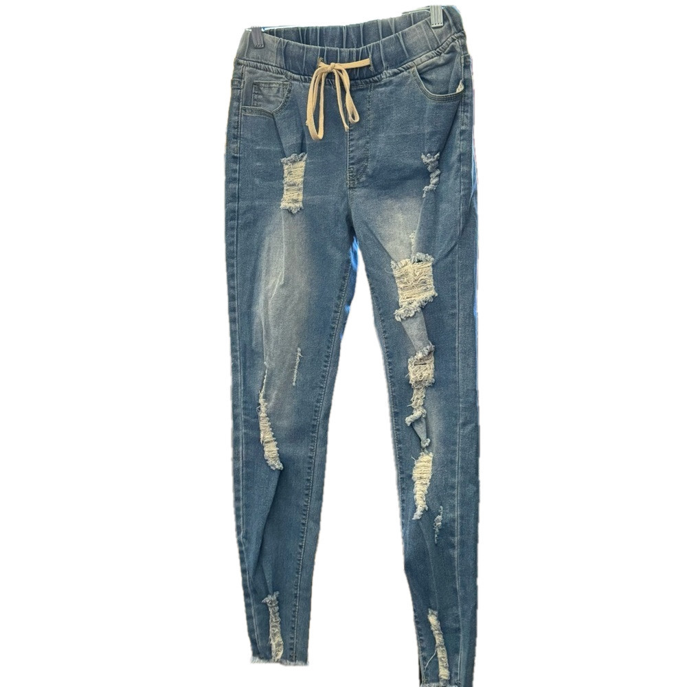Distressed jeggings, size Small
